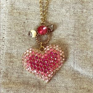 Betsy Johnson Rhinestone Heart Necklace